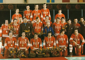 The most famous winter Olympic legacy of Soviet athletes probably came from its hockey players with Vladislav Tretiak (bottom, third from right) considered the best goalie in history.