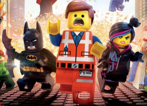 Emmet Brickowski (centre) becomes the unlikely hero in The LEGO movie.